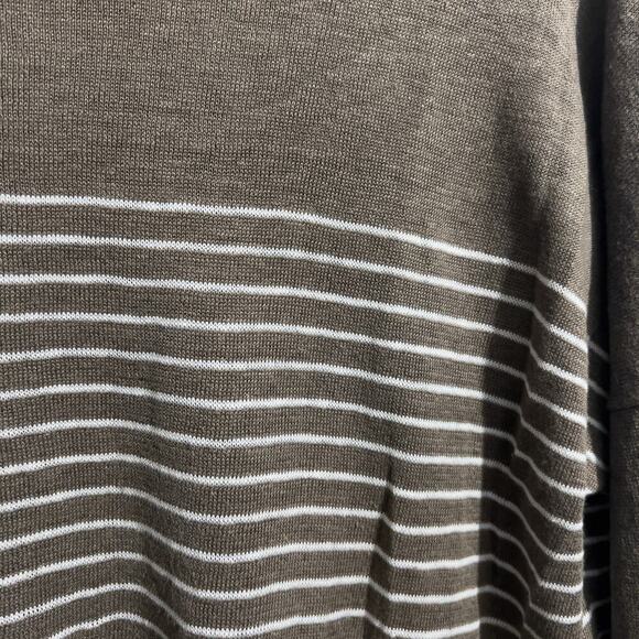 360 Sweater Large Tan Brown Lightweight Stripe Long Sleeve Linen - Picture 3 of 5